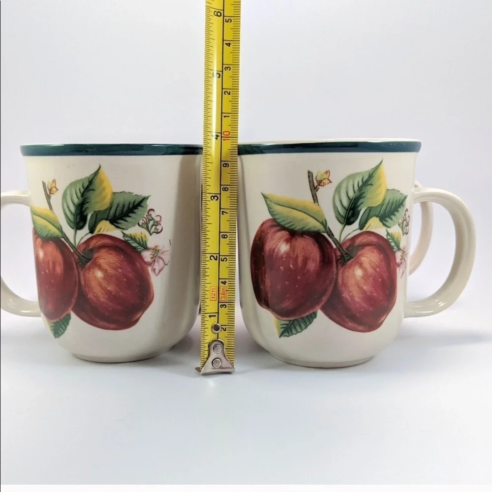 Coffee Tea Mugs Stoneware Cups Apple Blossoms⚡FINAL SALE